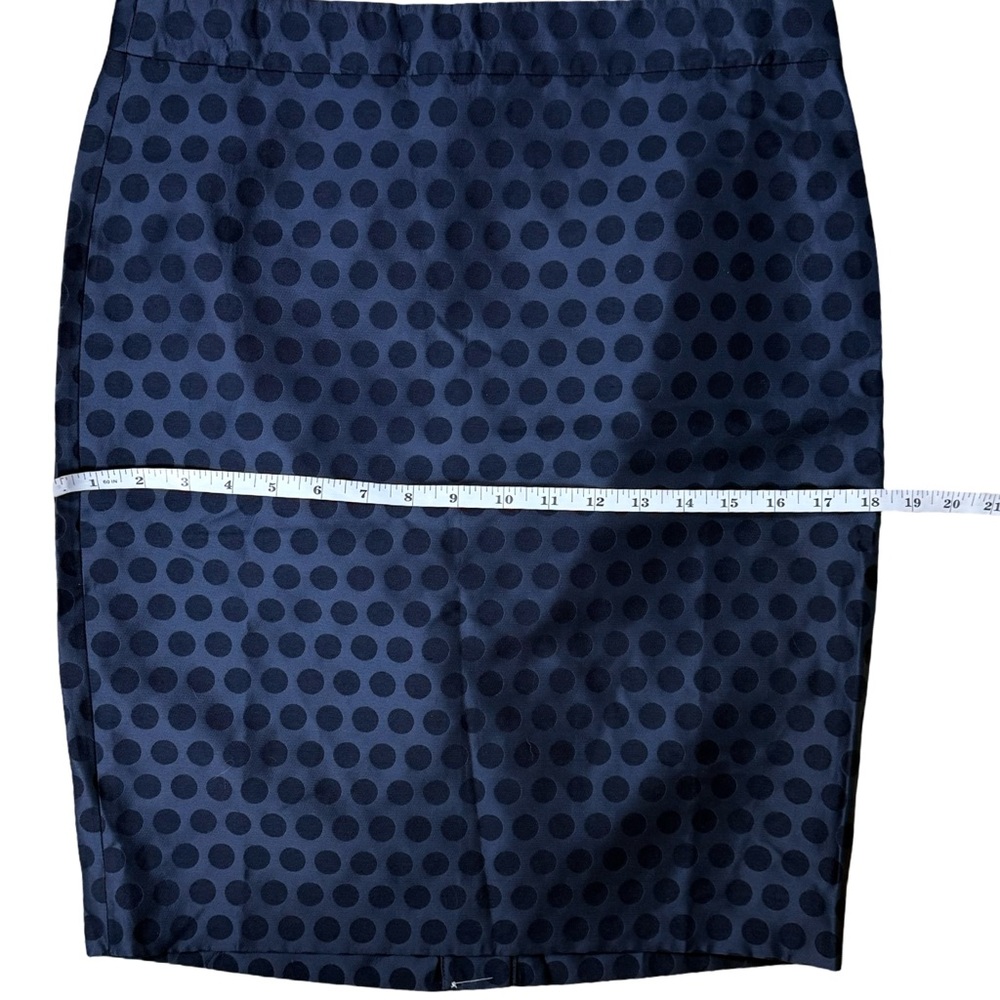 J. Crew Polka Dot Satin Navy Blue Skirt The Pencil Skirt NWT Party Office - Picture 4 of 8